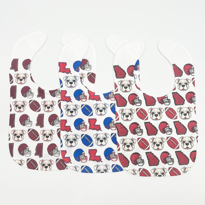 Red + Blue Bulldog Football Bib- ONLINE EXCLUSIVE