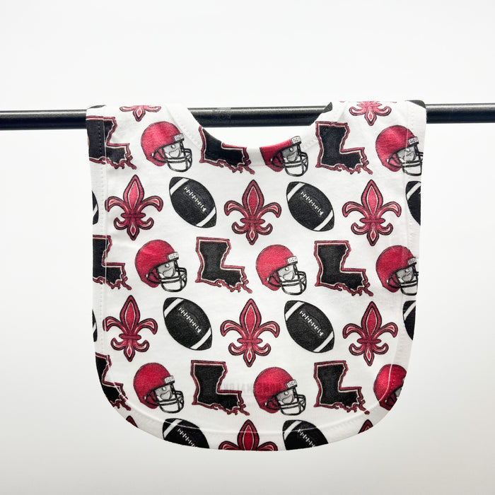 Black + Red Louisiana Football Bib