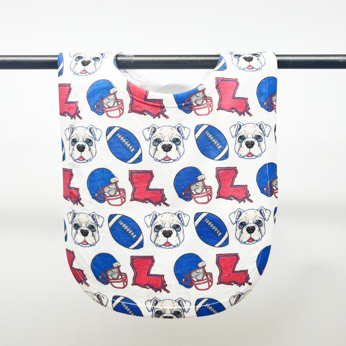 Red + Blue Bulldog Football Bib- ONLINE EXCLUSIVE