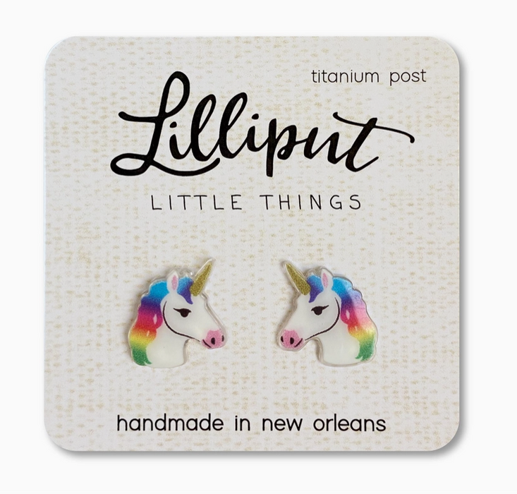 Rainbow Unicorn Stud Earrings