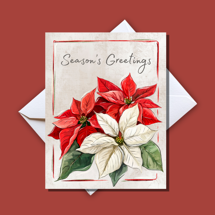 Seasons Greetings Poinsettia Card