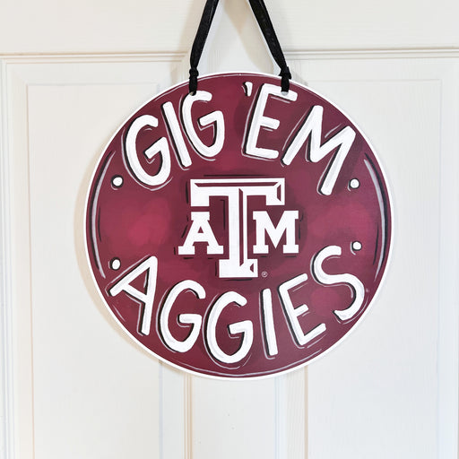 Texas A&M University Maroon Gig 'Em Aggies Football Agriculture College Texas State University Alumni Holiday Gifts Door Hanger