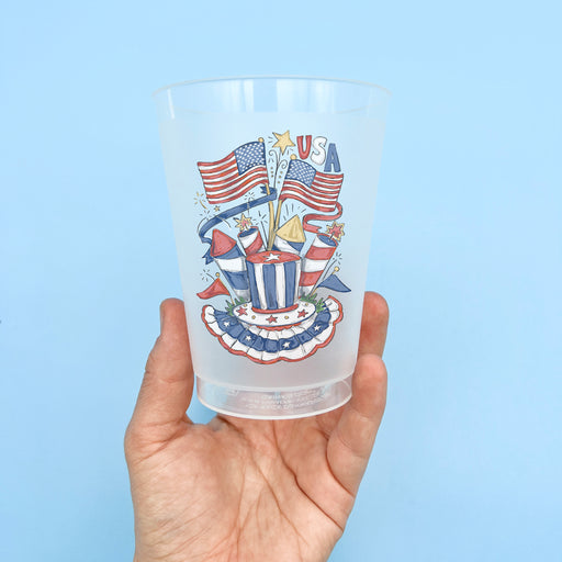 Home Malone USA Party Cups Set of 6 - Red, White + Blue Independence Day Fourth of July Must Have Cups - American Flag, Fireworks, USA - New Orleans