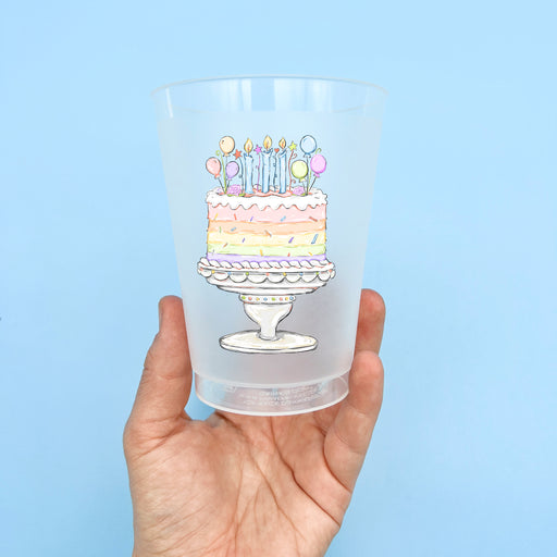 Home Malone Designs Pastel Birthday Cake Set of 6 Party Cups - Birthday Celebration Pastel Neutral Colors - Made in USA - Best Place To Shop Local Art in New Orleans, LA