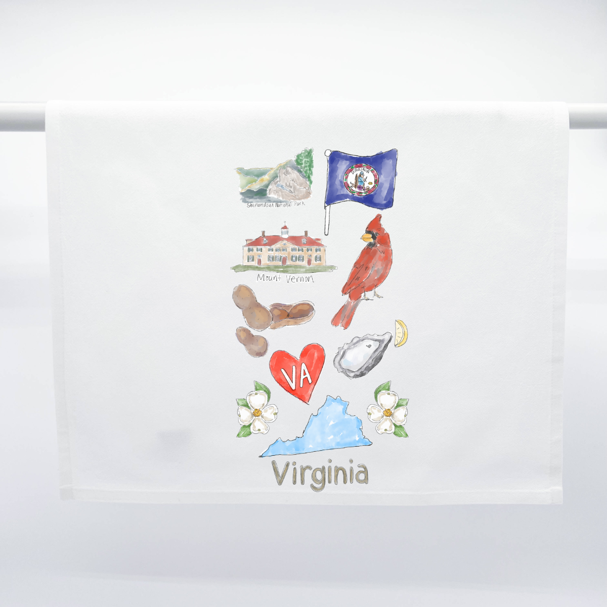 Virginia Icon Clean Virginia Icons Tea Towel - ONLINE EXCLUSIVE - Cute VA Southern Home ...