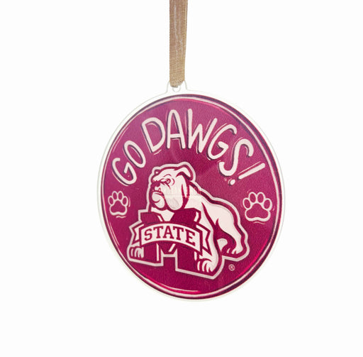 University of Mississippi Licensed Product Go Dawgs Bulldog M State Maroon Holiday Gift Ideas Acrylic Ornament