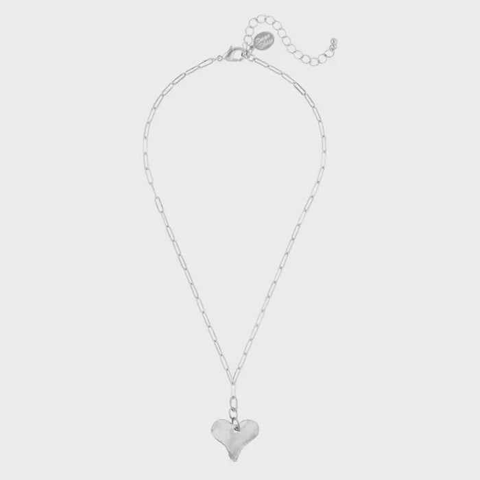Silver Heart Paperclip Necklace