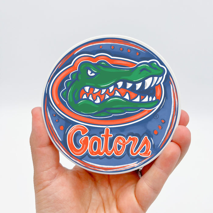 University of Florida FL Gators Blue and Orange Football Holiday Gift Ideas Bar Coaster