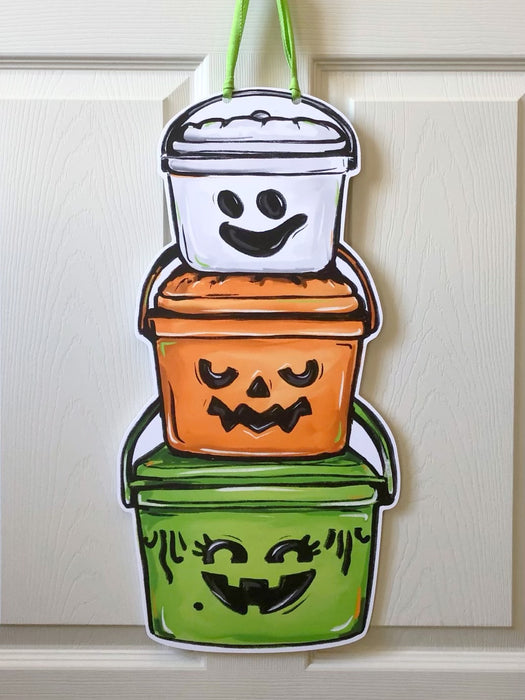 Happy Halloween Buckets Door Hanger