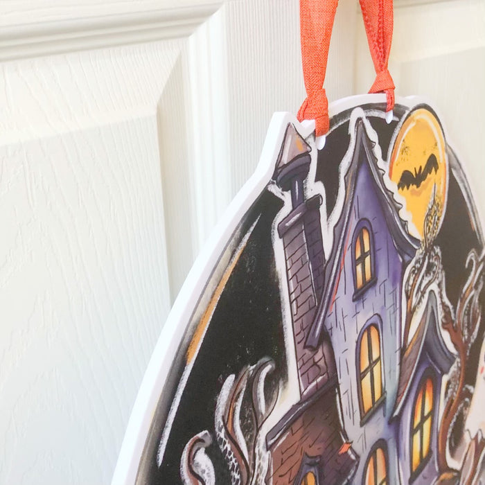 Halloween Haunted House Door Hanger
