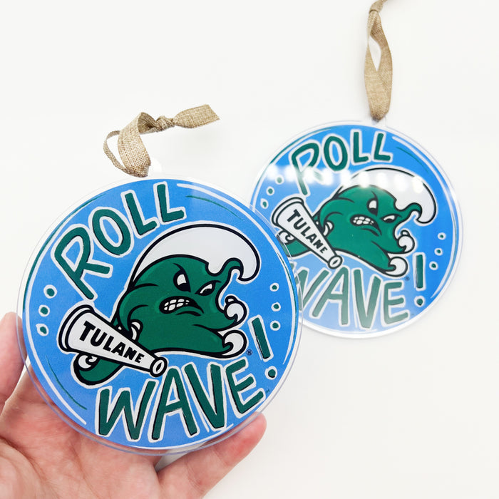 Tulane Roll Wave Acrylic Ornament