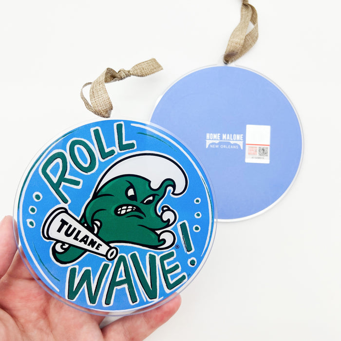 Tulane Roll Wave Acrylic Ornament