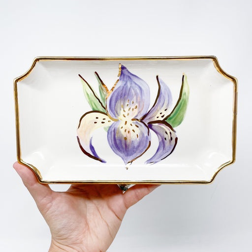 Purple Iris Flower Ceramic Dish NOLA