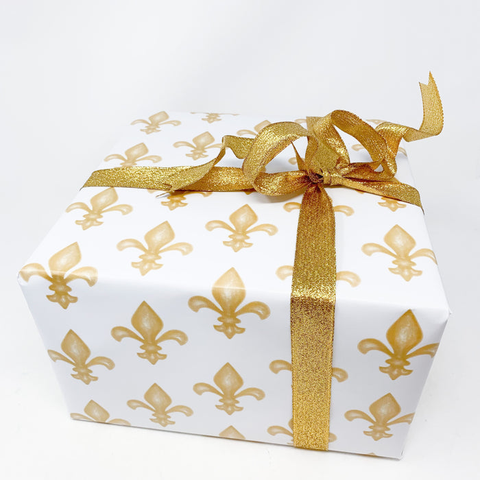 Gold Fleur De Lis Gift Wrap