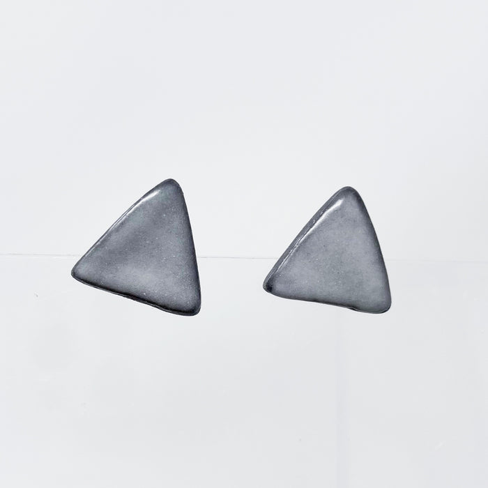 Black Porcelain Triangle Stud Earrings