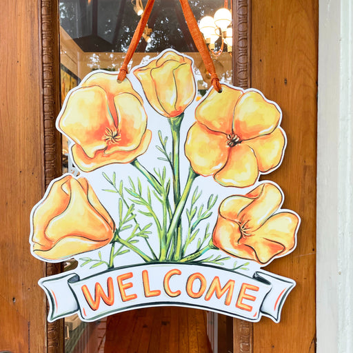 Orange Poppy California State Flower Welcome Door Hanger Sign Home Malone New Orleans