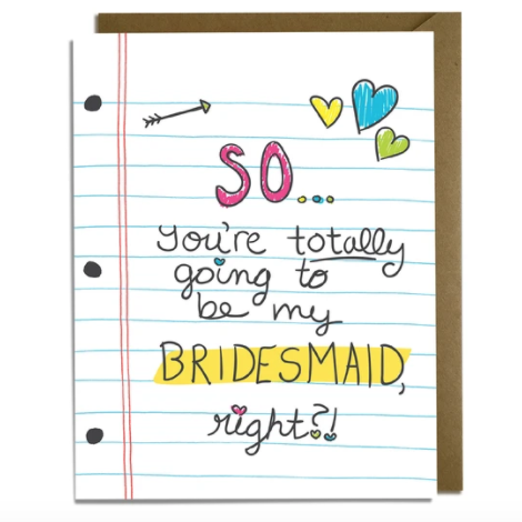 Totally Going To Be My Bridesmaid Card