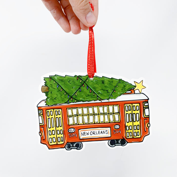 Christmas Tree Red Streetcar New Orleans, LA Ornament Home Malone