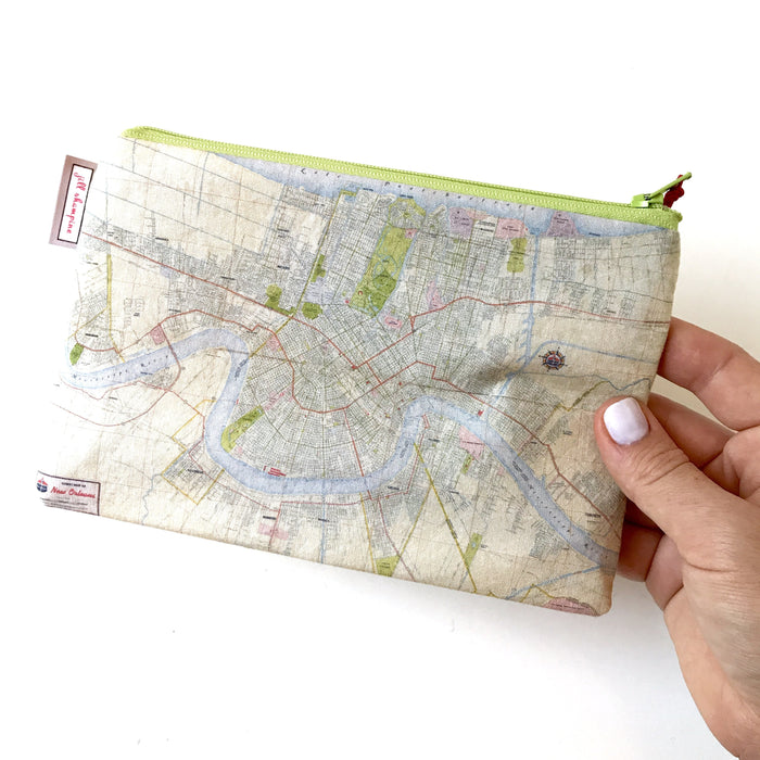 Fabric Zipper Bag: New Orleans Map