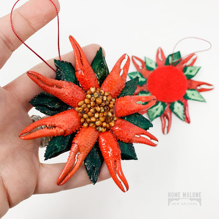 Handmade Crawfish Claw Poinsettia Ornament Home Malone