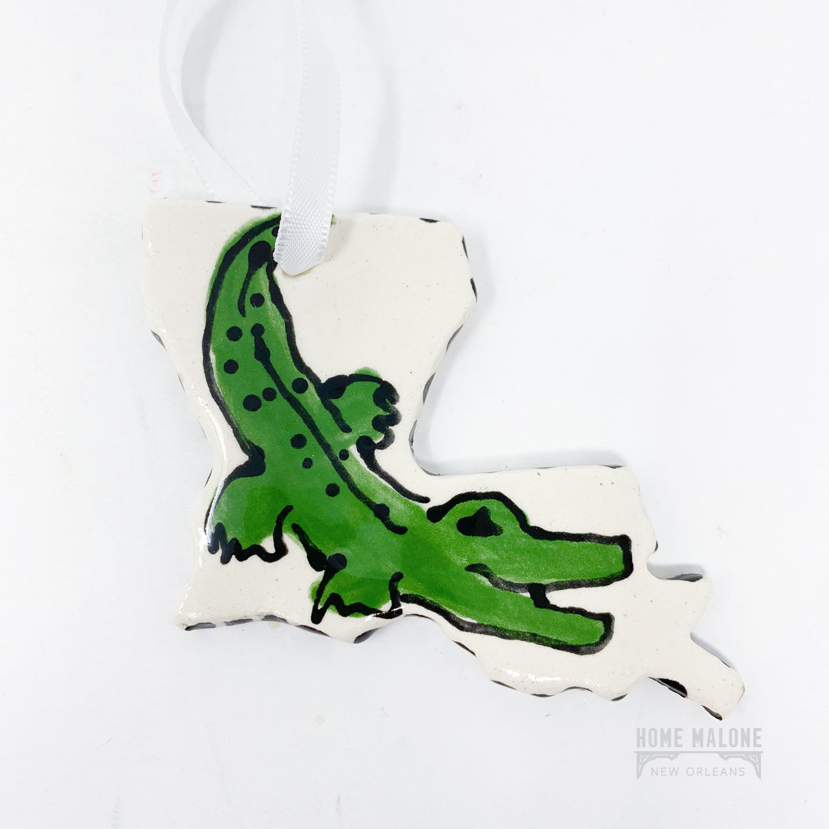 Handmade Alligator Ceramic Ornament Best Ornament Selection in NOLA