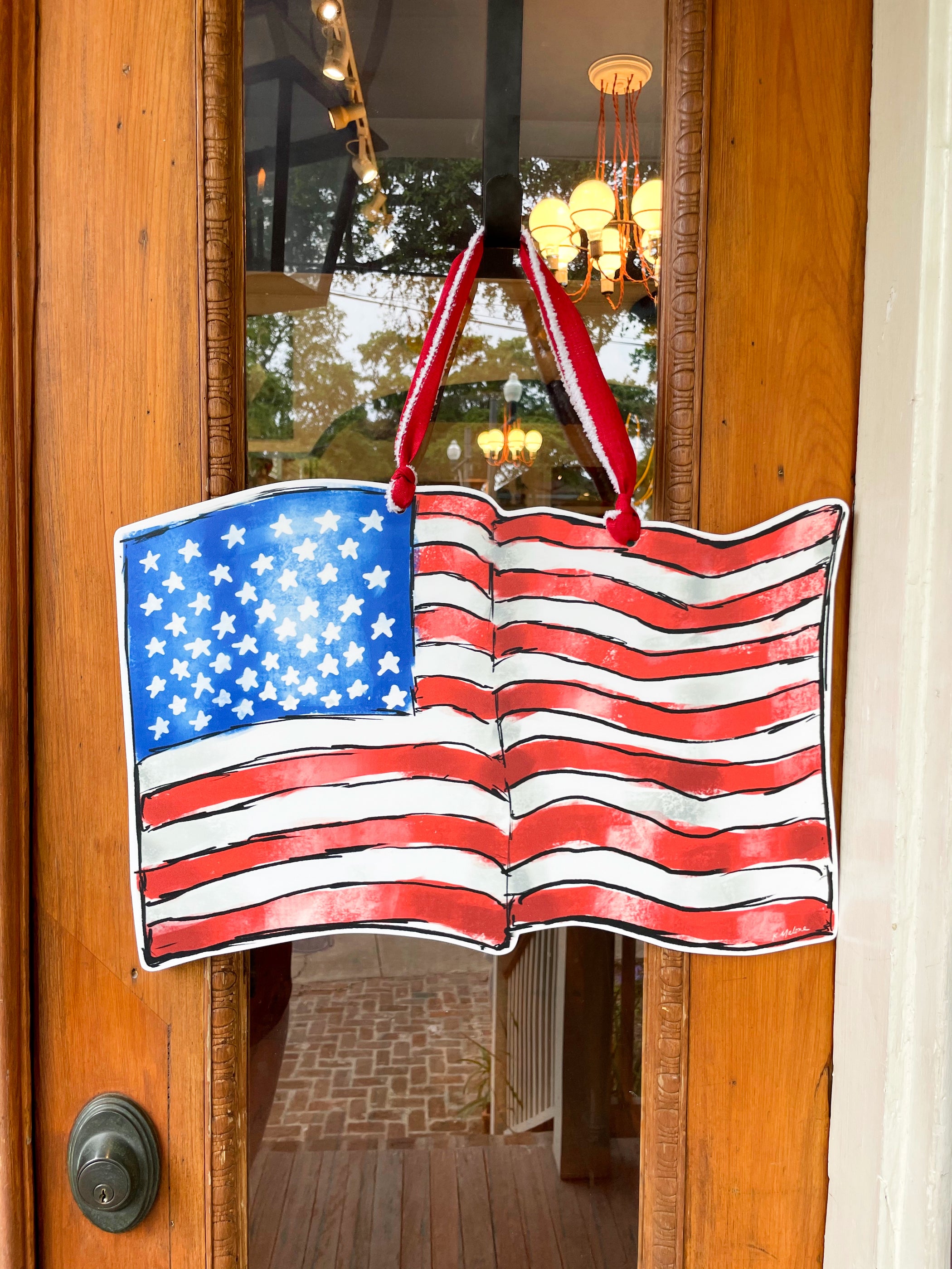 USA American Flag Door Hanger Made in New Orleans Local Art Store