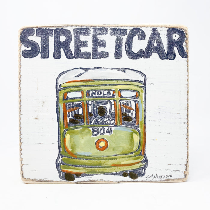 Home Malone New Orleans Green Streetcar Art Kitchen Wood Sign