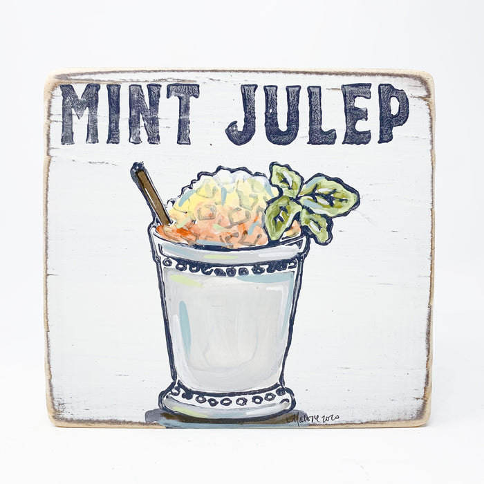 Home Malone Cocktail Art Mint Julep Wood Sign Kitchen