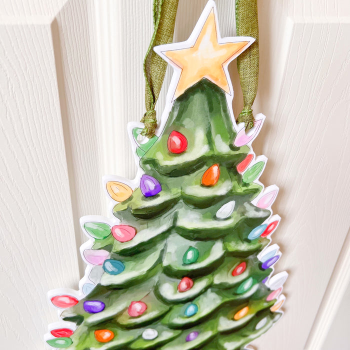 Vintage Christmas Tree Door Hanger
