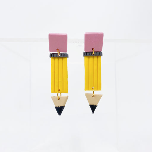 Cute Pencil School Dangle Clay Earrings Made in The South