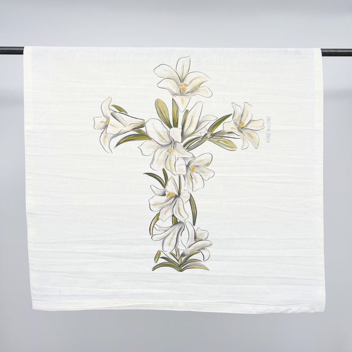 Easter Lily Cross, Cross Towel, Easter Towel, easter lily, New Orleans Towel, Home Malone, Local Life Linens