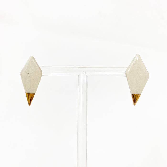 Ceramic Arrow Stud Earrings With Gold Tip