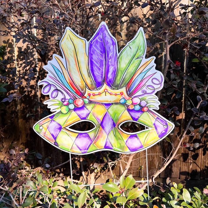 Mardi Gras Carnival Mask Outdoor Yard Sign Art Decor Home Malone New Orleans