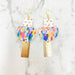Multi-colored hand-painted dot leather and metal earrings 