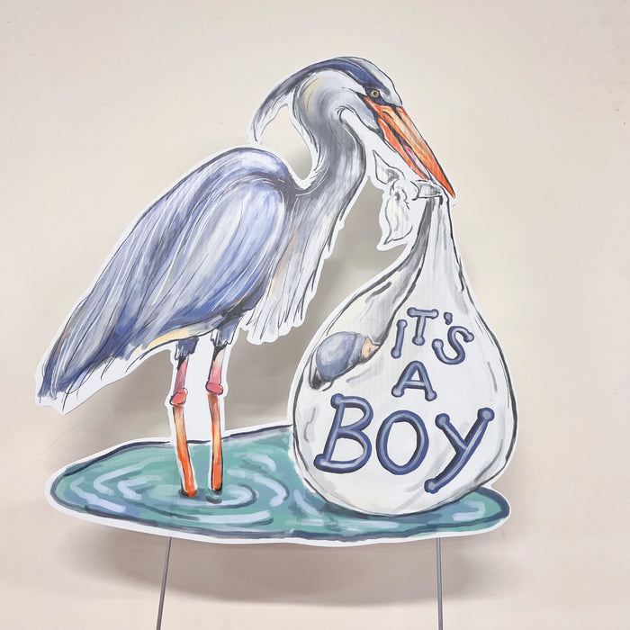 It's A Boy Blue Heron Yard Sign