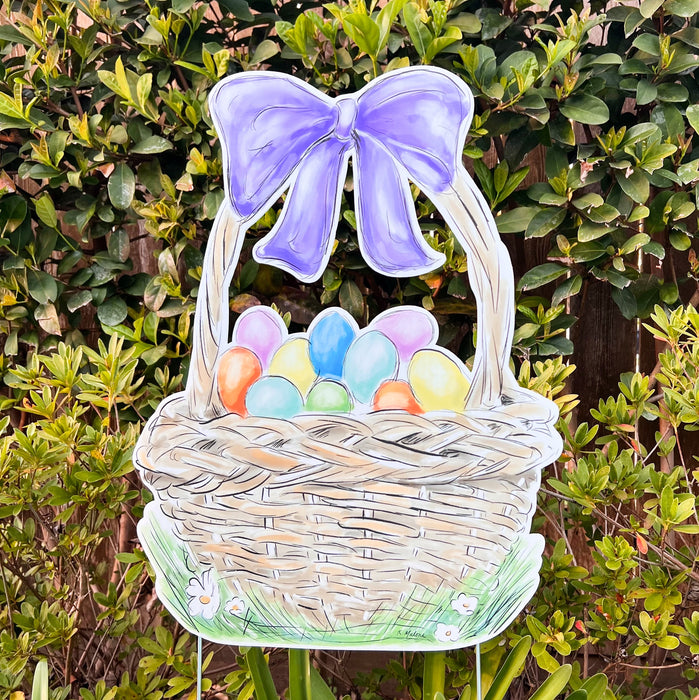 Easter Basket yard sign, colorful easter decoration, pastel Easter, New Orleans art, Home Malone, spring art decor