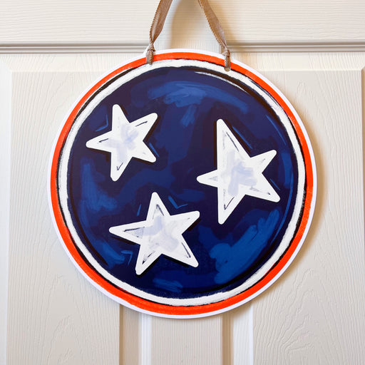 Tennessee Flag Stars Door Hanger, Volunteer State Flag, red white blue, TN, Memphis, Nashville, Chattanooga, southern door hanger, Tennessee pride, Home Malone, New Orleans art