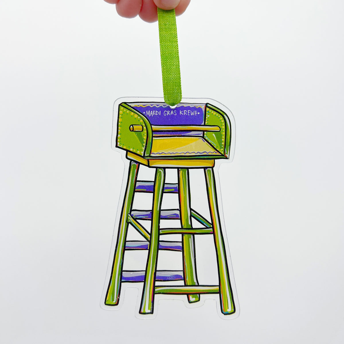 Mardi Gras Tree and Ladder Chairs Watercolor Printable PNG - Joy