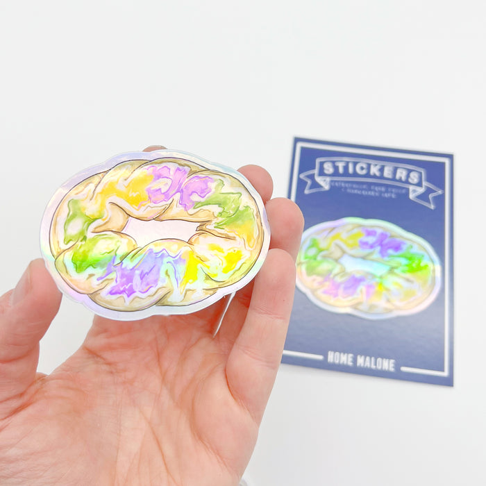 King Cake Holographic Sticker