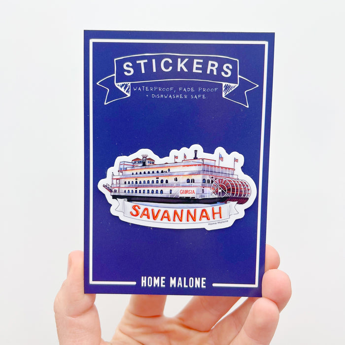 Savannah riverboat, Georgia, port of Savannah, southern sticker, New Orleans art, Home Malone