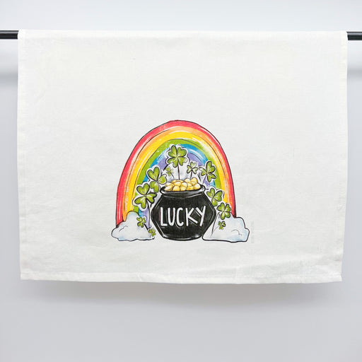 Lucky Towel, Rainbow, Pot of Gold, St. Patrick's Day, St. Patty's, New Orleans art, Home Malone, four leaf clover