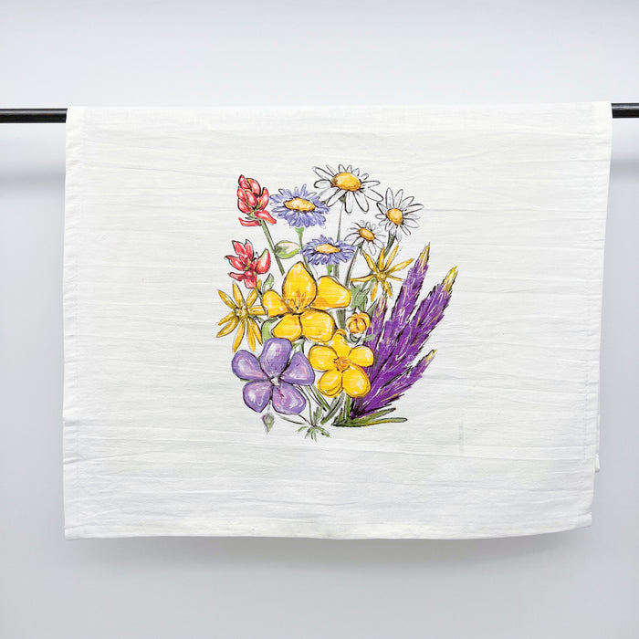 Wildflower towel, pretty flowers, wild flowers, New Orleans art, Home Malone, pretty towel, kitchen towel