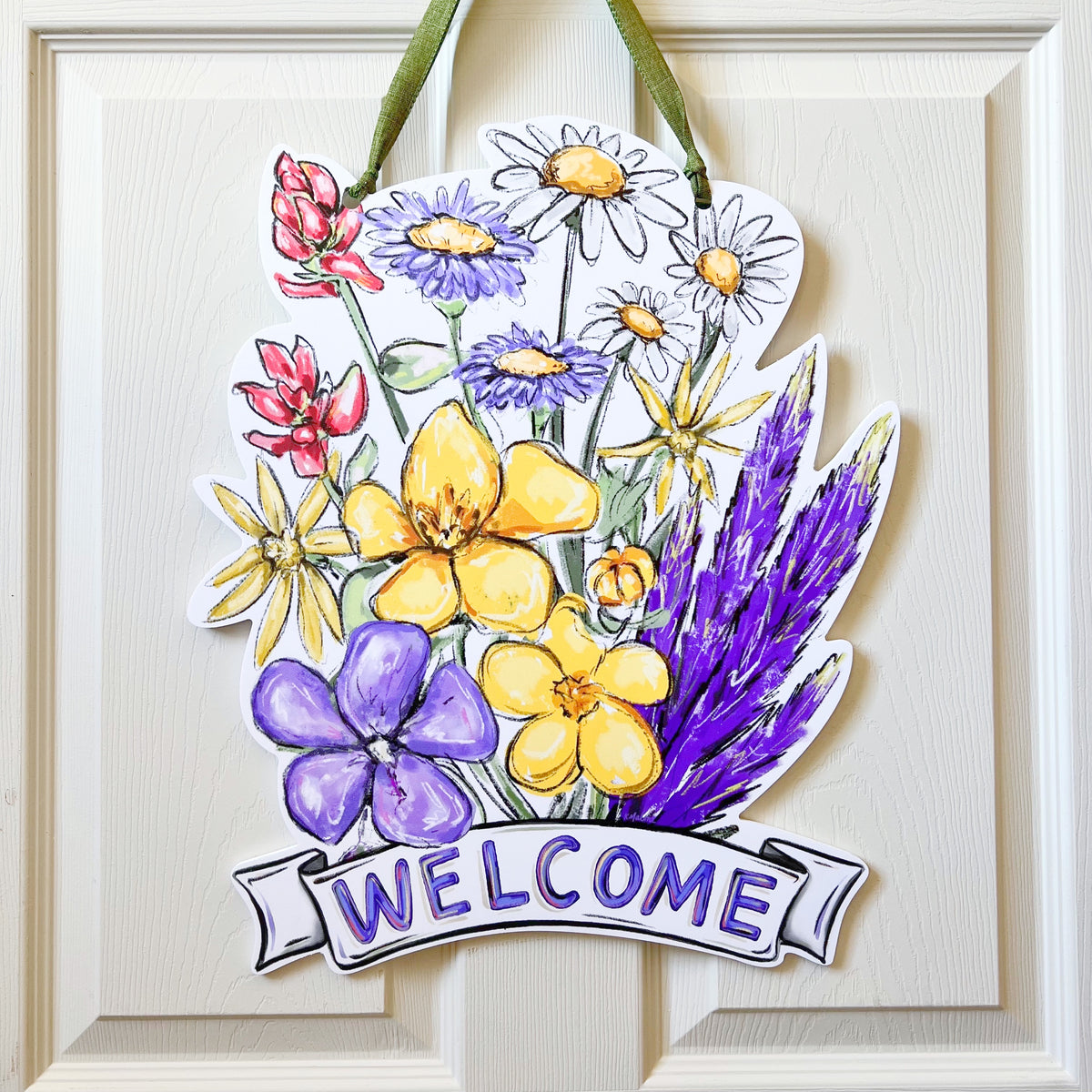 Wildflower Welcome Door Hanger, Wildflower Welcome Door Hanger