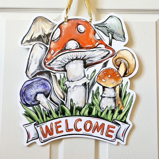 Mushroom Door Hanger, woodland door hanger, Home Malone, New Orleans art, mushroom cap, mushroom field, fungi fun