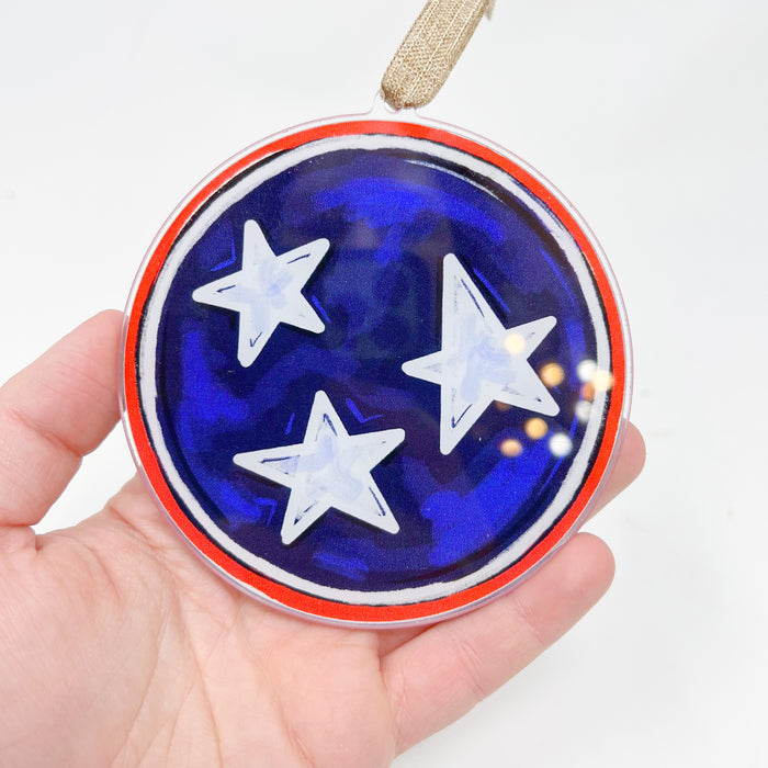 Acrylic Tennessee Flag Stars Ornament - ONLINE EXCLUSIVE
