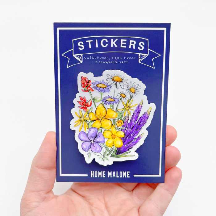 Wildflower Sticker, pretty flower sticker, spring sticker, summer sticker, Yeti sticker, water bottle sticker, Home Malone, New Orleans art