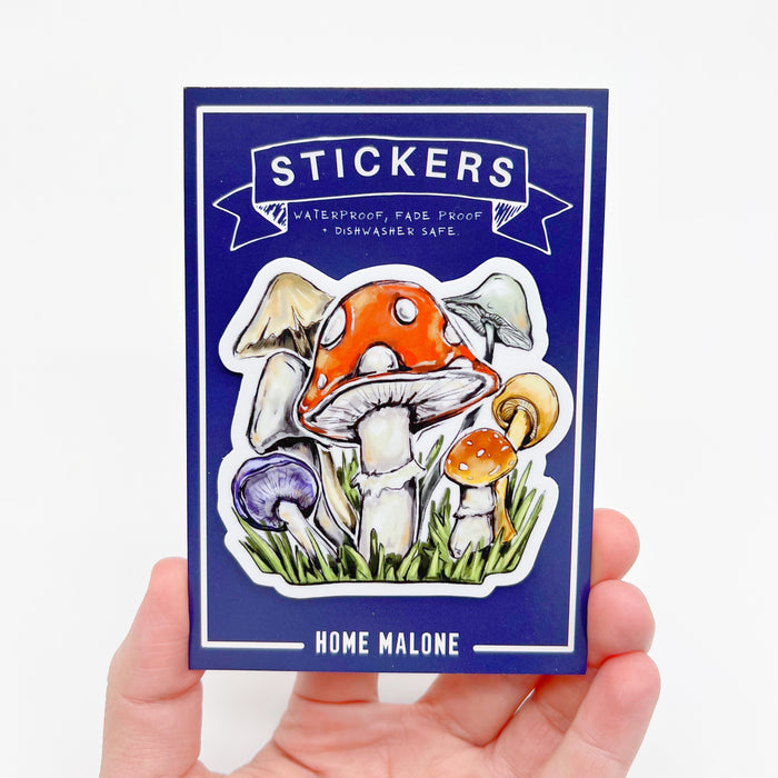 Mushroom Sticker, mushroom cap, fungi, toadstool, cute sticker, woodlands sticker, Home Malone, New Orleans art