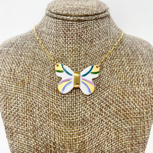 Handmade butterfly necklace with 14k gold chain 