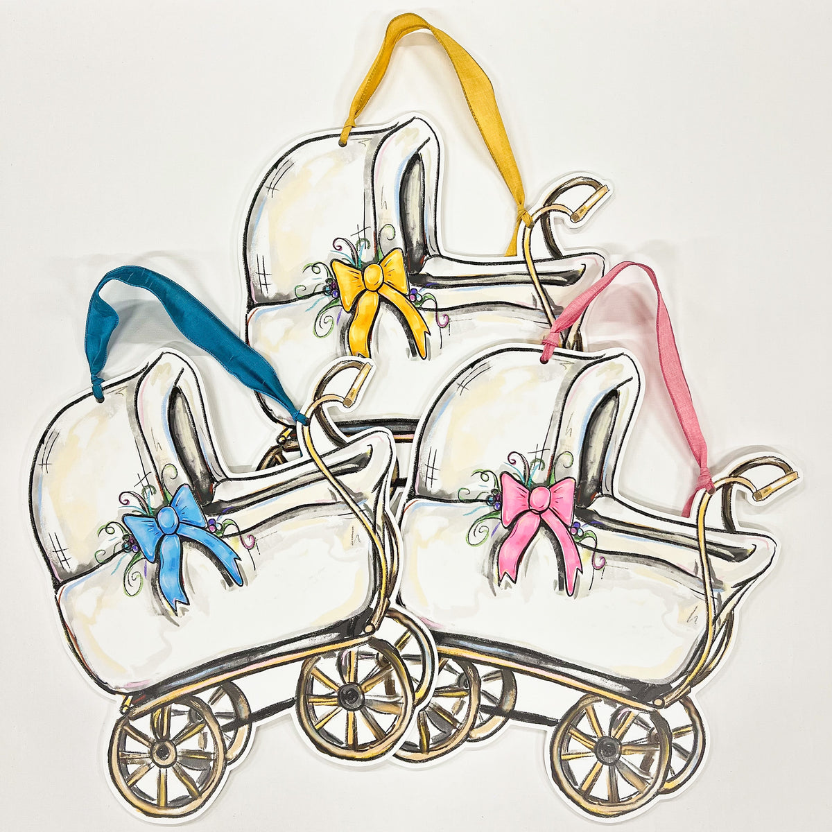 Baby Boy Announcement Stroller Door Hanger – Porch Pride Door Hangers