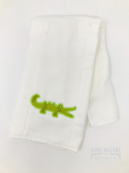 Green Alligator Burp Cloth